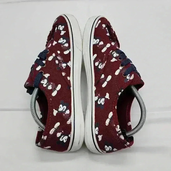Disney Kid's Lace Up Mickey Mouse Allover Print Sneakers Burgundy Size 7 - Picture 7 of 9